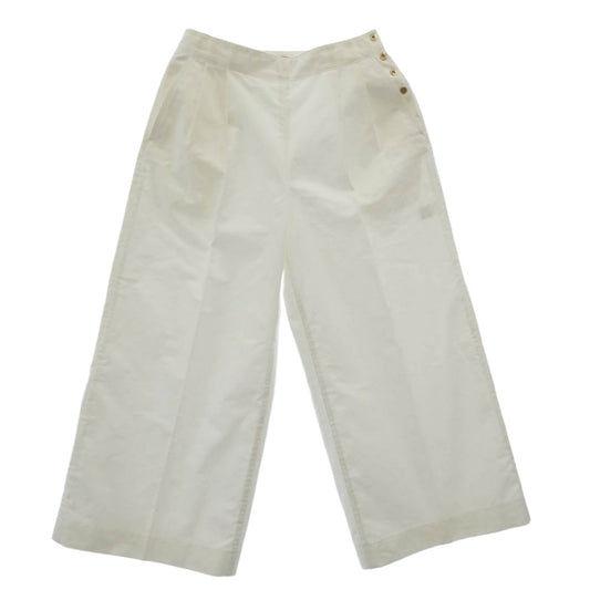 Drawer ドゥロワー 6514-236-1129 サイドボタン タック ワイド パンツ ホワイト系 40【中古】