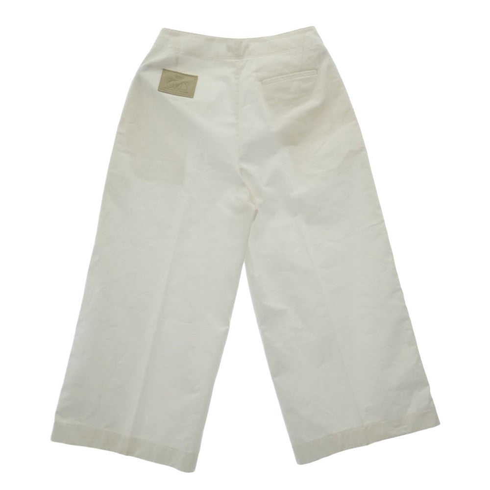 Drawer ドゥロワー 6514-236-1129 サイドボタン タック ワイド パンツ ホワイト系 40【中古】