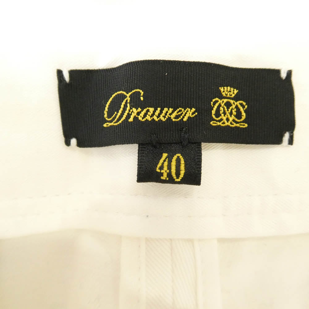 Drawer ドゥロワー 6514-236-1129 サイドボタン タック ワイド パンツ ホワイト系 40【中古】