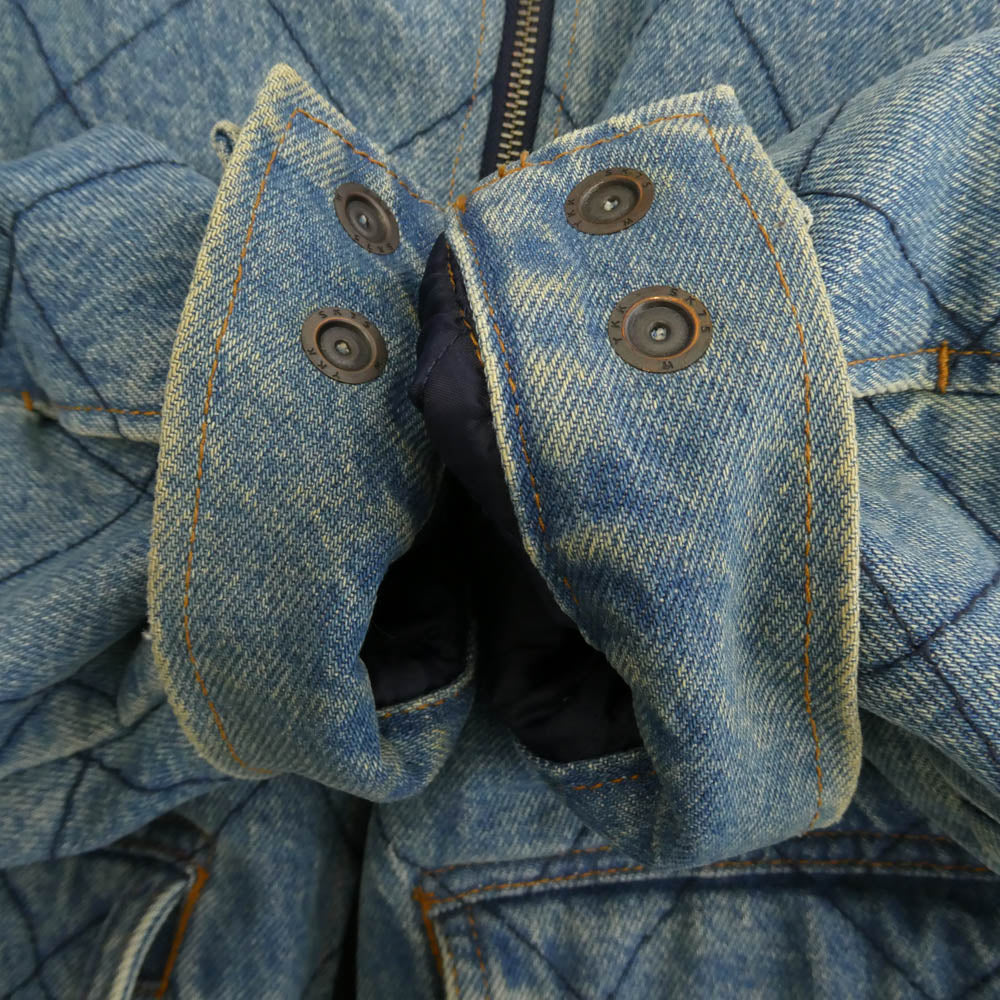 Supreme シュプリーム 18AW denim pilot jacket デニム パイロット 裏ボア キルティング フーデッド ジャケット ライトブルー系 ホワイト系 XL【中古】