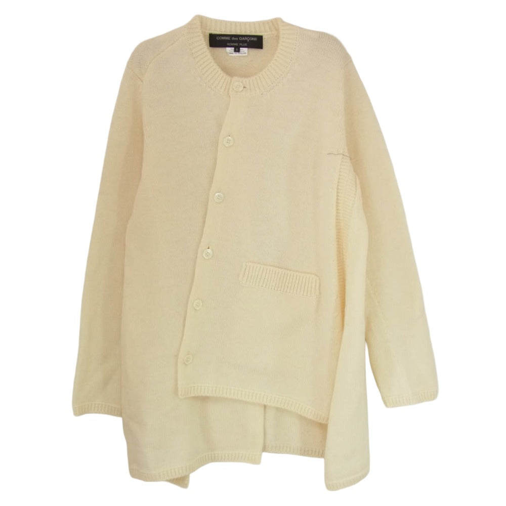 COMME des GARCONS HOMME PLUS コムデギャルソンオムプリュス 18AW PB-N021 捻れ クルーネック ウール ニット カーディガン オフホワイト系 S【中古】