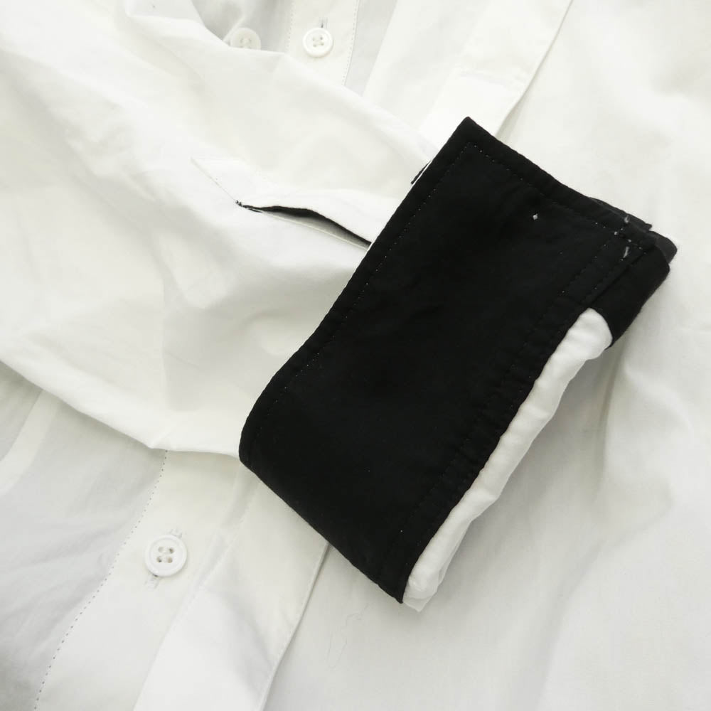 Yohji Yamamoto POUR HOMME ヨウジヤマモトプールオム 23AW HJ-B71-515 POWER OF THE WHITE SHIRT 変形 リバーシブル バイカラー ロング 長袖 シャツ ホワイト系 2【中古】