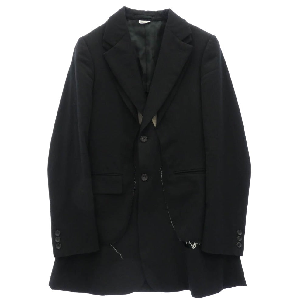 COMME des GARCONS HOMME PLUS コムデギャルソンオムプリュス 23SS PK-J050 ANOTHER KIND OF PUNK期 Tailored Jacket フロント二重 レイヤードデザイン 裾切りっぱなし加工 テーラードジャケット ブラック系 S【中古】