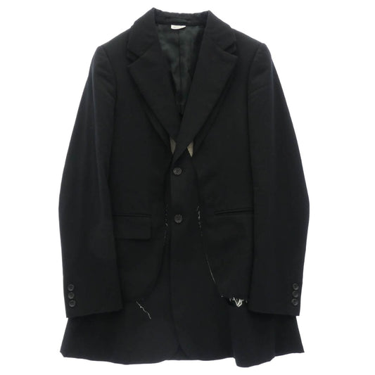 COMME des GARCONS HOMME PLUS コムデギャルソンオムプリュス 23SS PK-J050 ANOTHER KIND OF PUNK期 Tailored Jacket フロント二重 レイヤードデザイン 裾切りっぱなし加工 テーラードジャケット ブラック系 S【中古】