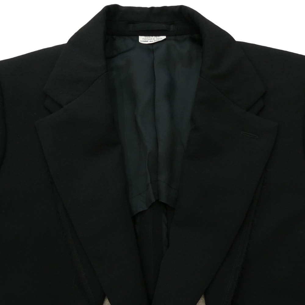 COMME des GARCONS HOMME PLUS コムデギャルソンオムプリュス 23SS PK-J050 ANOTHER KIND OF PUNK期 Tailored Jacket フロント二重 レイヤードデザイン 裾切りっぱなし加工 テーラードジャケット ブラック系 S【中古】