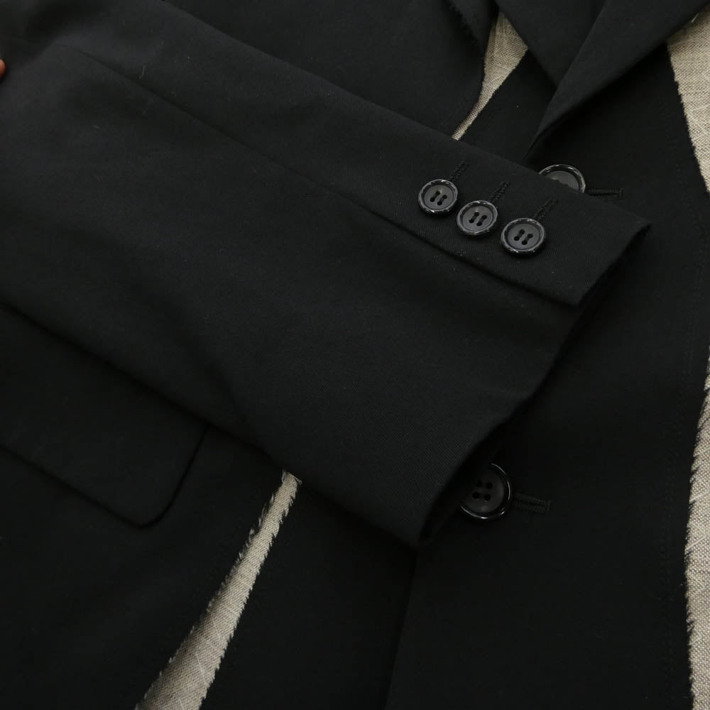 COMME des GARCONS HOMME PLUS コムデギャルソンオムプリュス 23SS PK-J050 ANOTHER KIND OF PUNK期 Tailored Jacket フロント二重 レイヤードデザイン 裾切りっぱなし加工 テーラードジャケット ブラック系 S【中古】
