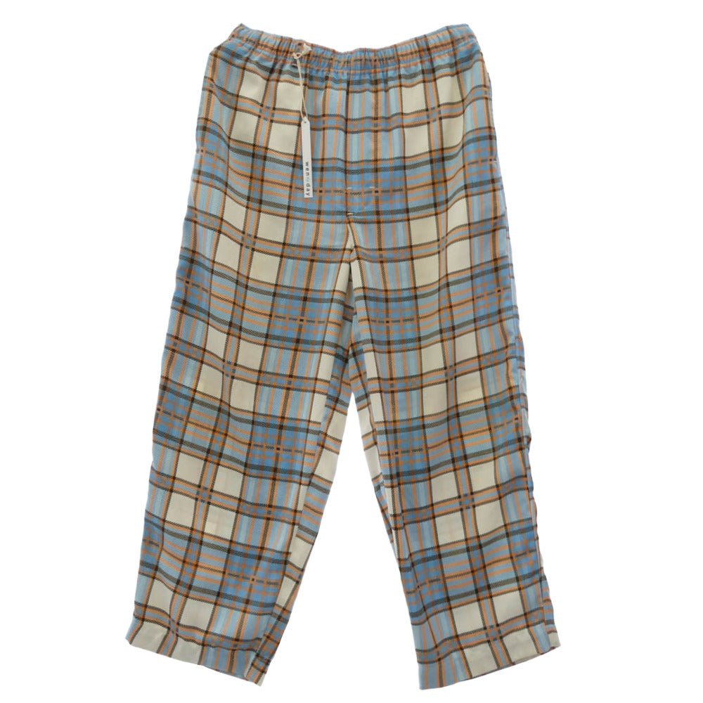 ウェンズディ wzd-s5-3017 RELAX EASY TARTAN CHECK PANTS リラックス イージー タータンチェック パジャマ パンツ オフホワイト系 ライトブルー系 M【美品】【中古】