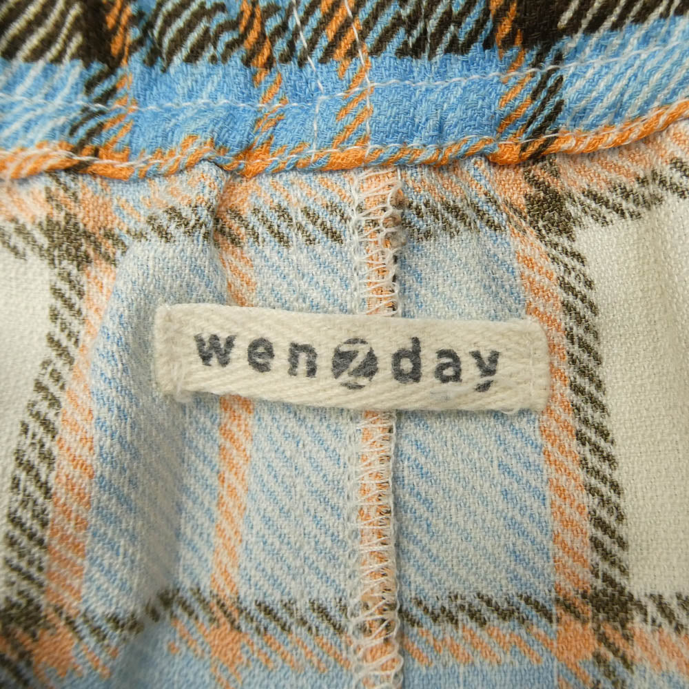 ウェンズディ wzd-s5-3017 RELAX EASY TARTAN CHECK PANTS リラックス イージー タータンチェック パジャマ パンツ オフホワイト系 ライトブルー系 M【美品】【中古】