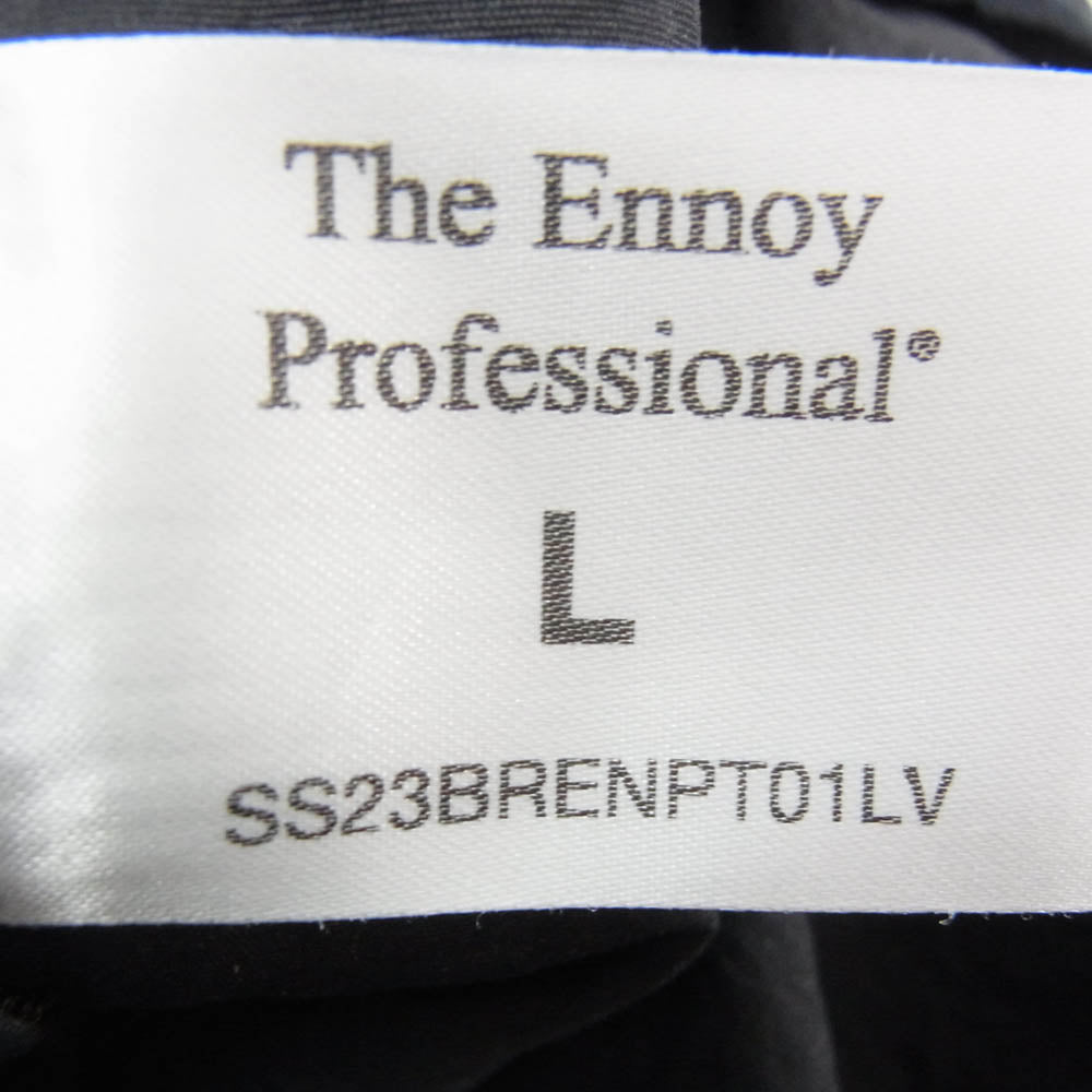 The Ennoy Professional ザ エンノイ プロフェッショナル 23SS SS23BRENPT01LV Nylon Pants シャカシャカ ロゴ刺繍 ナイロン トラックパンツ ブラック系 L【中古】