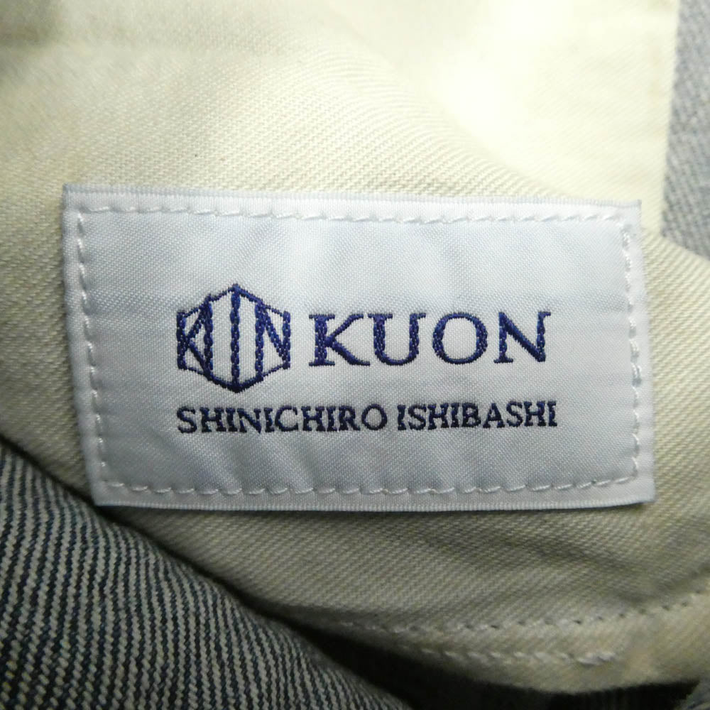 KUON クオン 116PT016000 Sashiko Mended Denim Trousers 刺し子 パッチワーク ステッチデザイン デニムパンツ ジーンズ インディゴブルー系 M【極上美品】【中古】