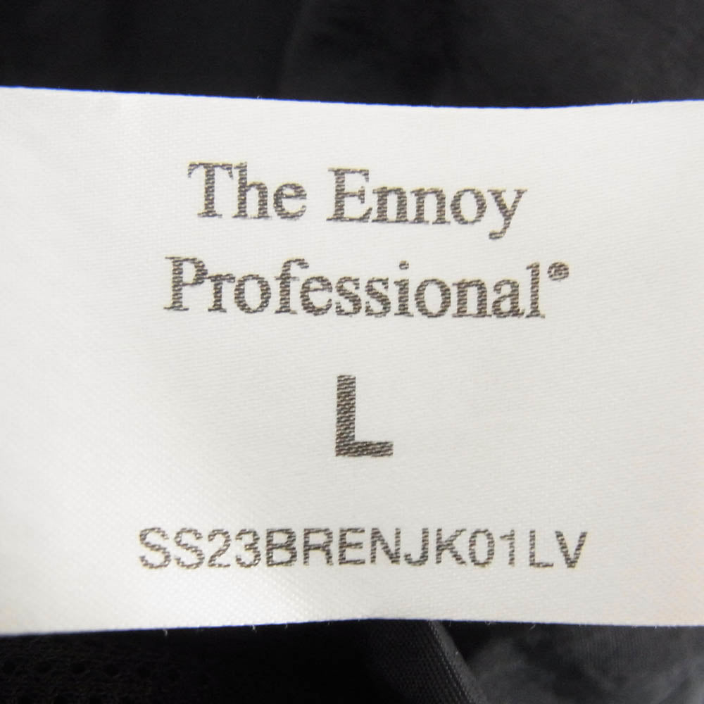 The Ennoy Professional ザ エンノイ プロフェッショナル 23SS SS23BRENJK01LV Nylon Jacket シャカシャカ ロゴ刺繍 ナイロン トラックジャケット ジップアップ ブルゾン ブラック系 L【中古】