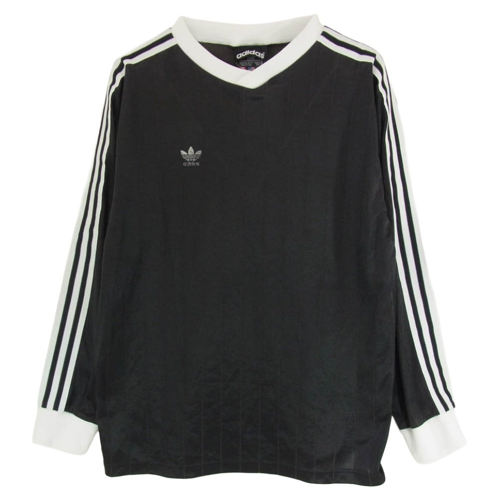 adidas アディダス 80s サイドライン 3ストライプ Vネック フットボール 長袖 ジャージー プルオーバー ブラック系 M【中古】