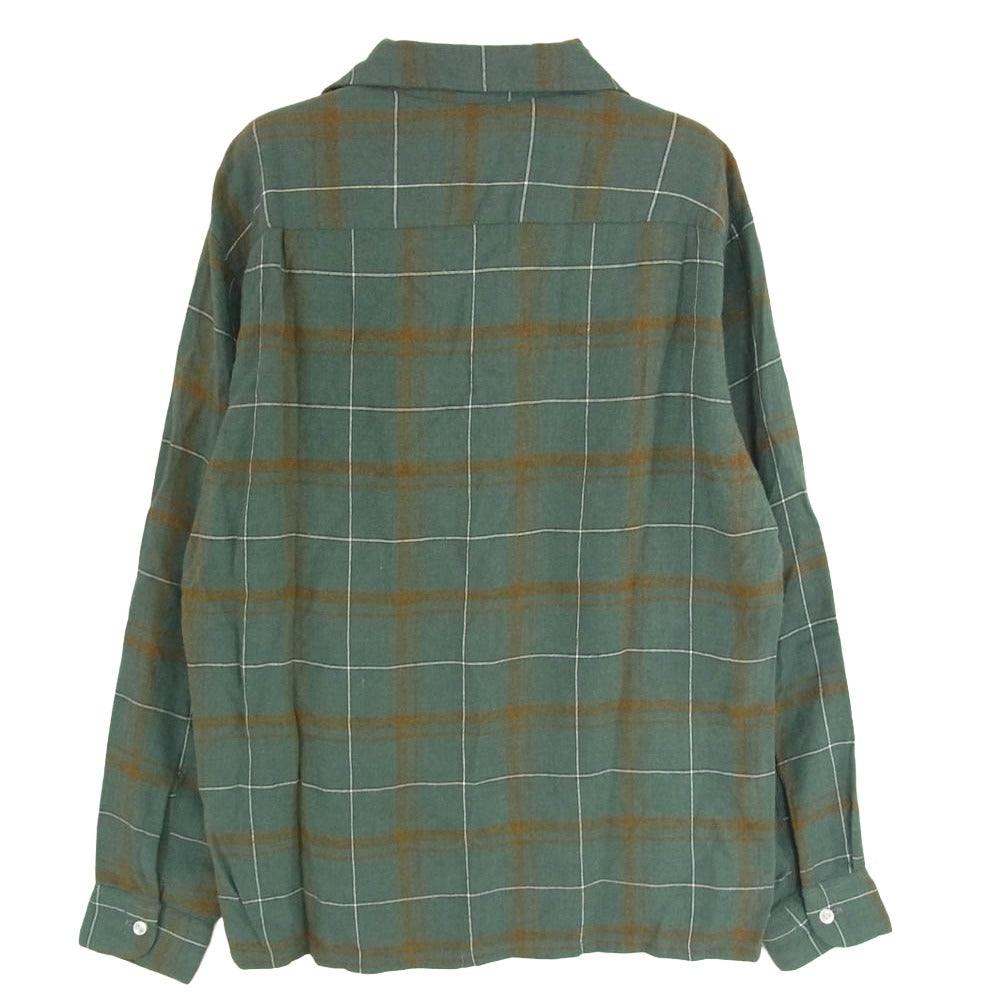 シアーズ 60s～70s The Men's Store ヴィンテージ レーヨン100％ チェック オープンカラー 長袖 シャツ グリーン系 M【中古】