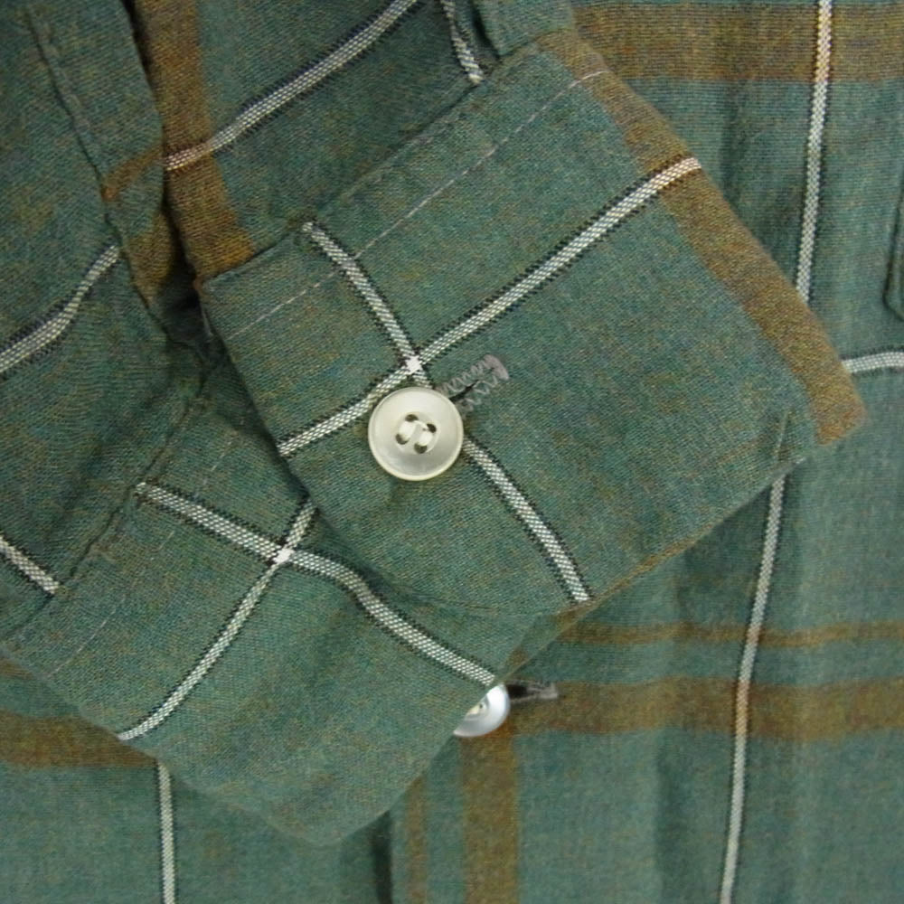 シアーズ 60s～70s The Men's Store ヴィンテージ レーヨン100％ チェック オープンカラー 長袖 シャツ グリーン系 M【中古】