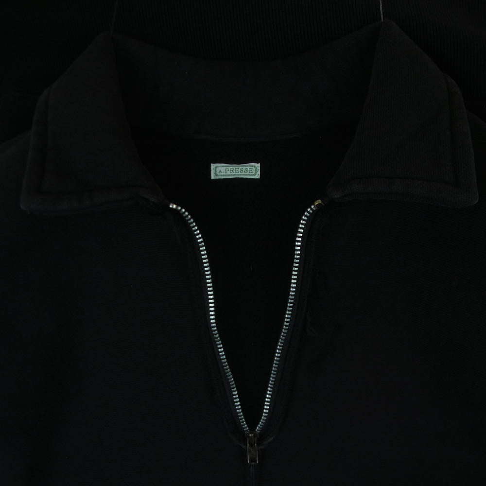 A.PRESSE アプレッセ 23AW 23AAP-05-03K Vintage Half Zip Sweatshirt ヴィンテージ加工 ハーフジップ スウェットシャツ トレーナー ブラック系 3【中古】