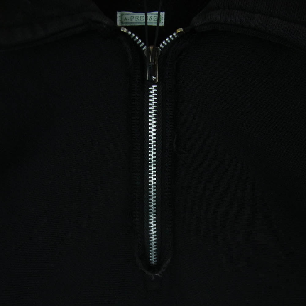 A.PRESSE アプレッセ 23AW 23AAP-05-03K Vintage Half Zip Sweatshirt ヴィンテージ加工 ハーフジップ スウェットシャツ トレーナー ブラック系 3【中古】