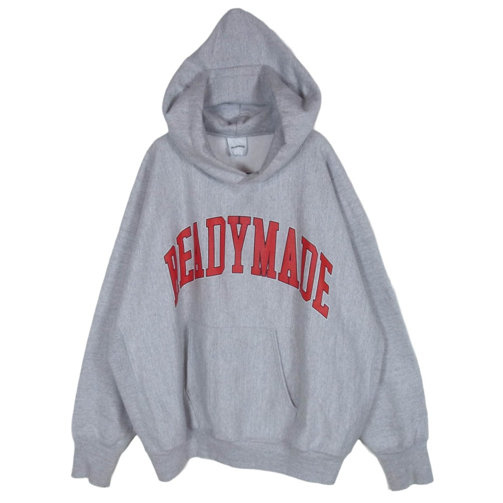 READY MADE レディメイド 24AW RE-CO-GY-00-00-286 HOODIE ARCH LOGO アーチロゴプリント プルオーバーパーカー フーディー グレー系 XL【中古】
