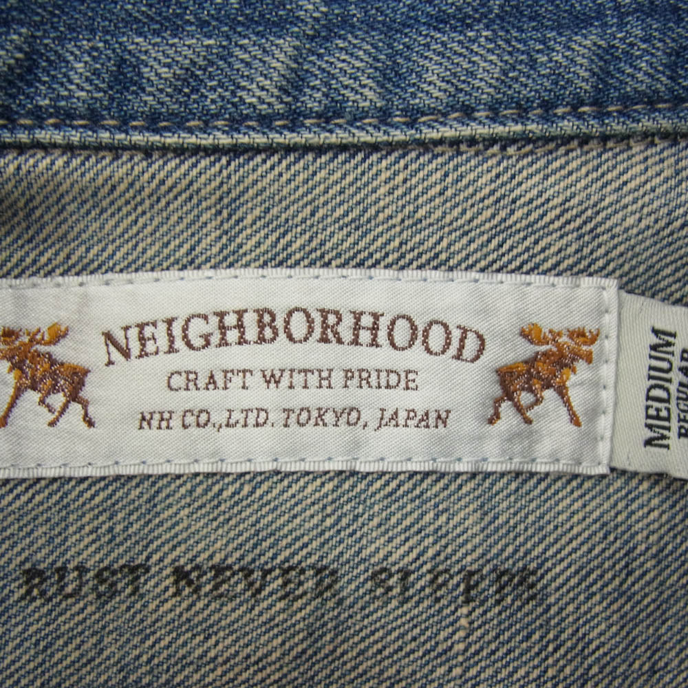 NEIGHBORHOOD ネイバーフッド 16SS 161NYNH-JKM02 SAVAGE STOCKMAN DENIM JACKET ダメージ加工 ボタンダウン サベージ ストックマン デニム ジャケット インディゴブルー系 M【中古】