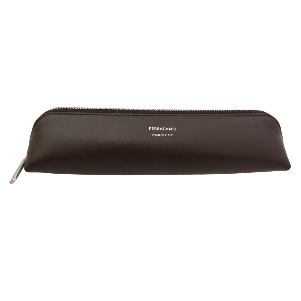 Salvatore Ferragamo サルヴァトーレフェラガモ ノベルティ オールレザー ペンケース ブラウン系【美品】【中古】