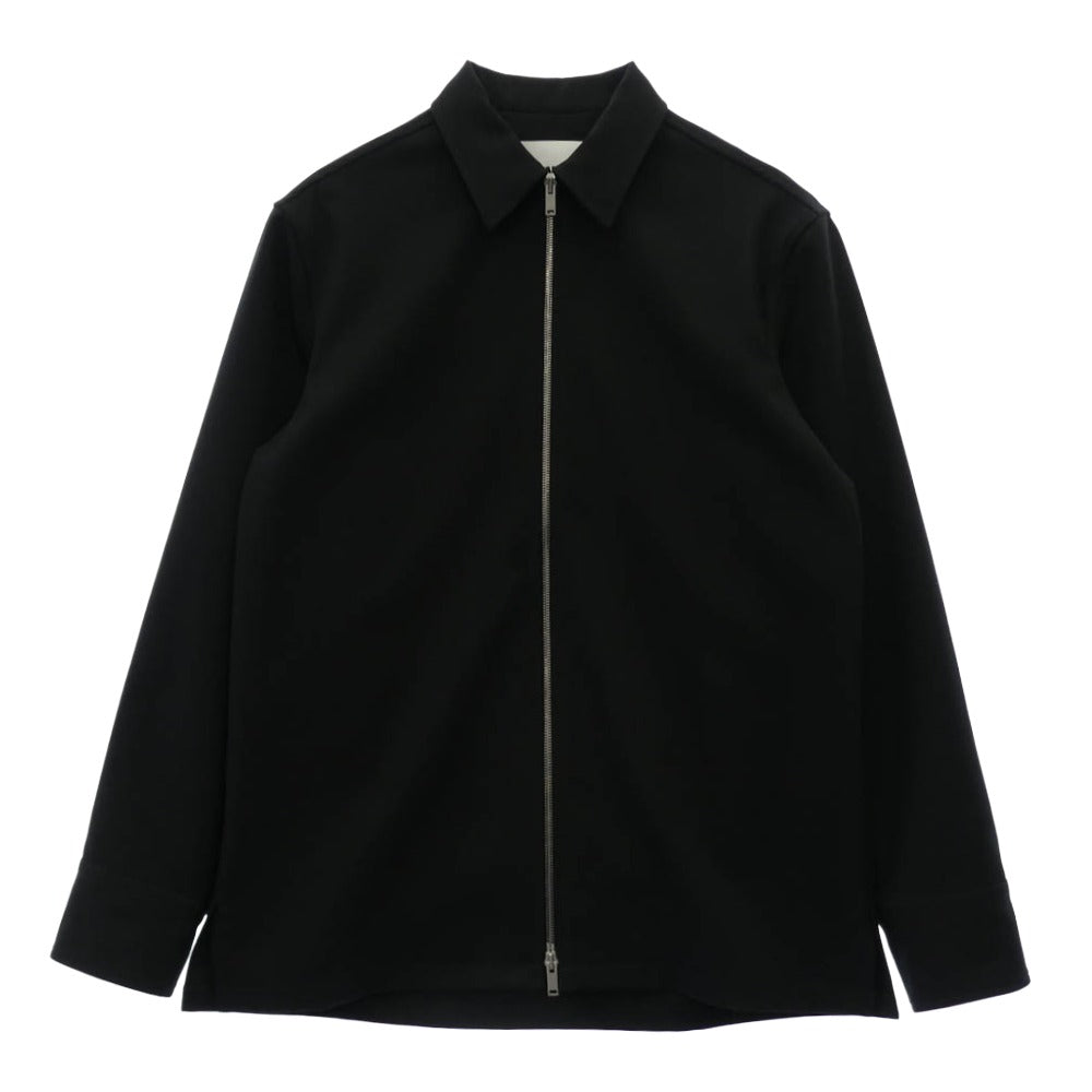 JIL SANDER ジルサンダー 24SS J22DL0178 J70001 SHIRT 50 リサイクルポリエステルギャバジン ジップアップ シャツ ジャケット ブラック系 38【中古】