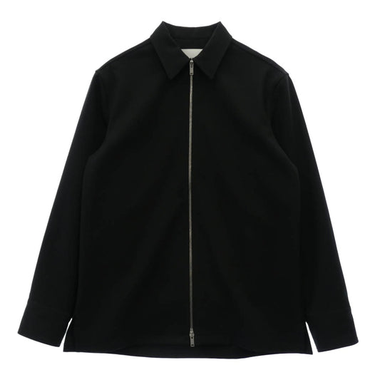 JIL SANDER ジルサンダー 24SS J22DL0178 J70001 SHIRT 50 リサイクルポリエステルギャバジン ジップアップ シャツ ジャケット ブラック系 38【中古】