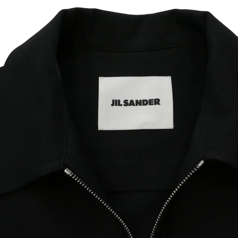 JIL SANDER ジルサンダー 24SS J22DL0178 J70001 SHIRT 50 リサイクルポリエステルギャバジン ジップアップ シャツ ジャケット ブラック系 38【中古】