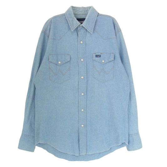 Wrangler ラングラー ウエスタン シャンブレー 長袖 デニムシャツ インディゴブルー系 サイズ表記無【中古】