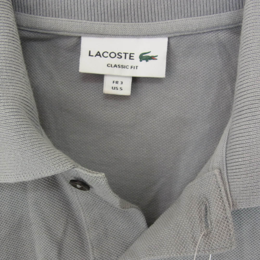 LACOSTE ラコステ クラシックフィット ロゴワッペン 半袖 ポロシャツ グレー系 3【中古】