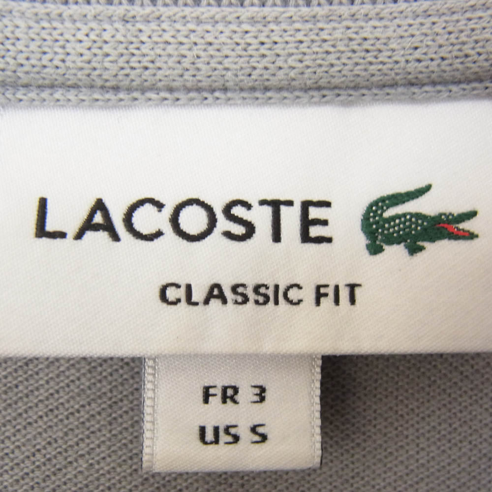 LACOSTE ラコステ クラシックフィット ロゴワッペン 半袖 ポロシャツ グレー系 3【中古】