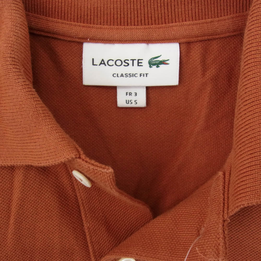 LACOSTE ラコステ クラシックフィット ロゴワッペン 半袖 ポロシャツ バーガンディー系 3【中古】