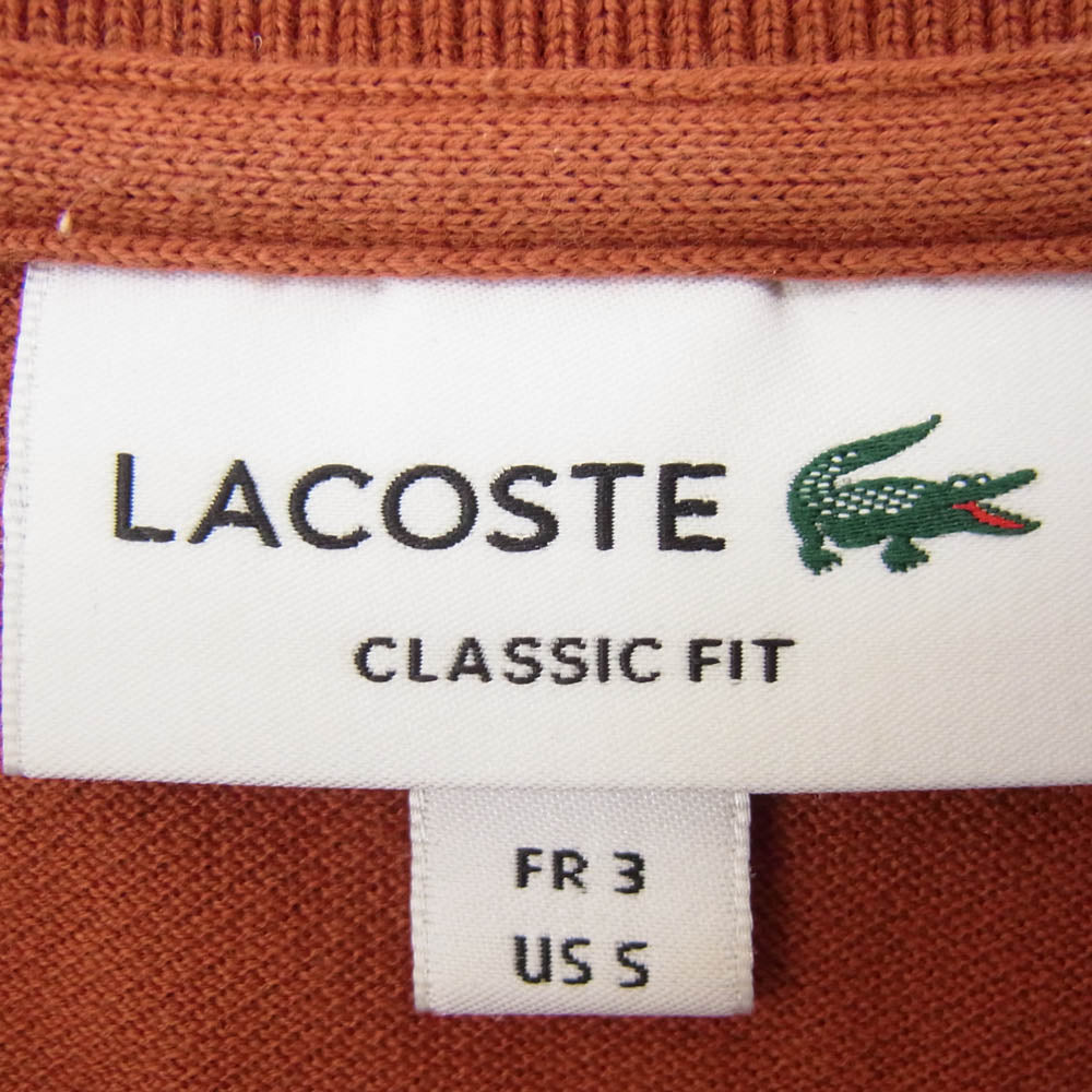 LACOSTE ラコステ クラシックフィット ロゴワッペン 半袖 ポロシャツ バーガンディー系 3【中古】