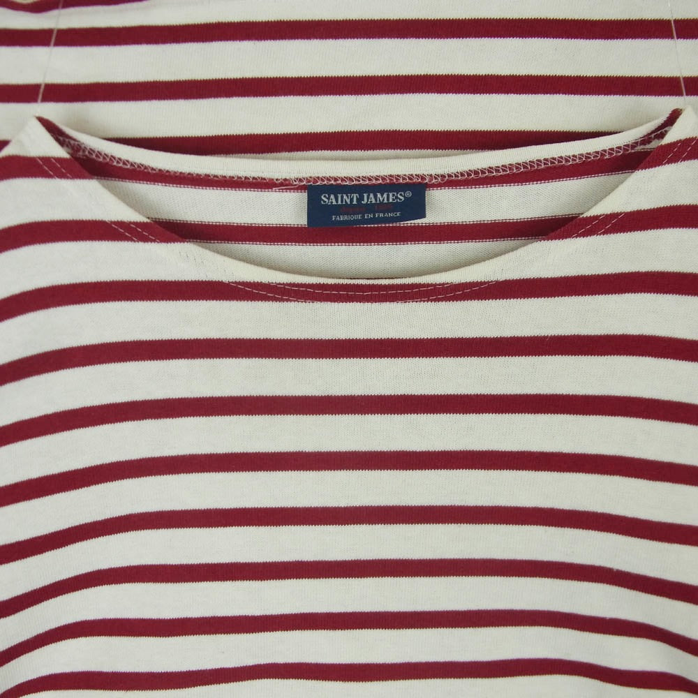 SAINT JAMES セントジェームス ボーダー バスクシャツ カットソー レッド系 オフホワイト系 M【中古】