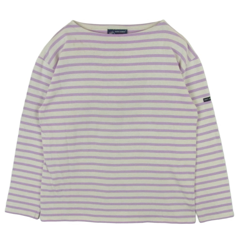 SAINT JAMES セントジェームス ボーダー バスクシャツ カットソー コットン ピンク系 オフホワイト系 M【中古】