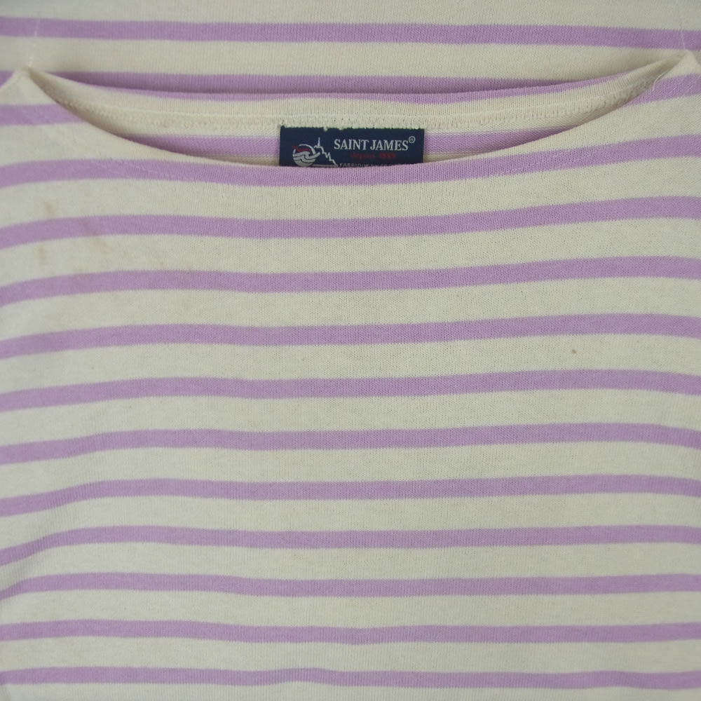 SAINT JAMES セントジェームス ボーダー バスクシャツ カットソー コットン ピンク系 オフホワイト系 M【中古】