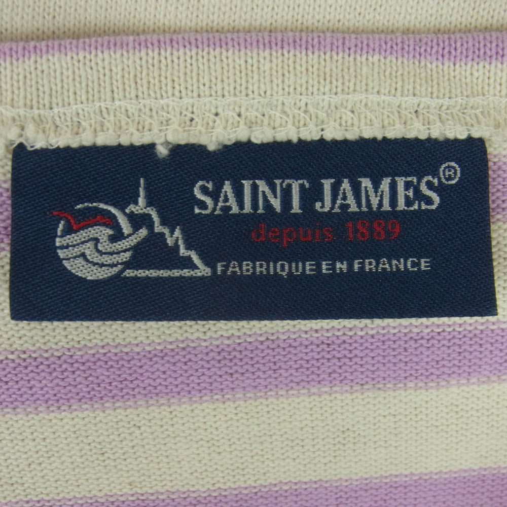 SAINT JAMES セントジェームス ボーダー バスクシャツ カットソー コットン ピンク系 オフホワイト系 M【中古】