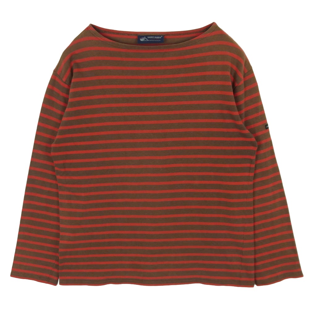 SAINT JAMES セントジェームス ボーダー バスクシャツ カットソー ブラウン系 レッド系 40【中古】