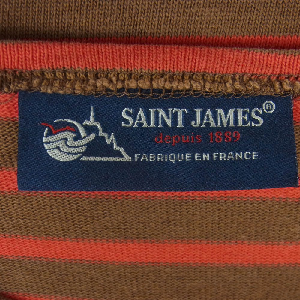 SAINT JAMES セントジェームス ボーダー バスクシャツ カットソー ブラウン系 レッド系 40【中古】