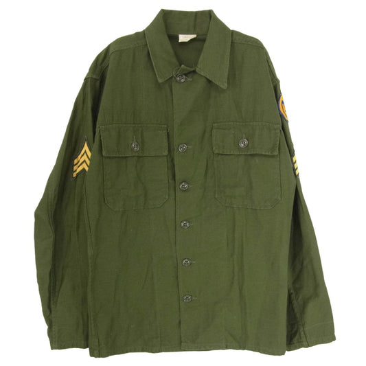 ヴィンテージ 8405-266-8063 US ARMY ユーエスアーミー 60s ワッペン付き ユーティリティ シャツ ジャケット カーキ系 S【中古】