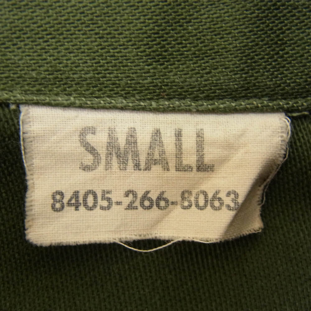 ヴィンテージ 8405-266-8063 US ARMY ユーエスアーミー 60s ワッペン付き ユーティリティ シャツ ジャケット カーキ系 S【中古】