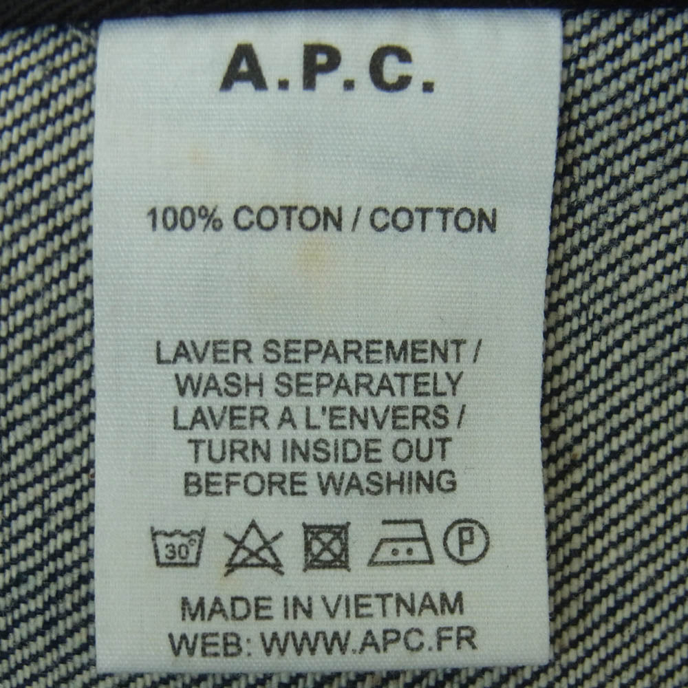 A.P.C. アーペーセー ストレートカット デニム ワーク ジャケット コットン ベトナム製 インディゴブルー系 XS【中古】