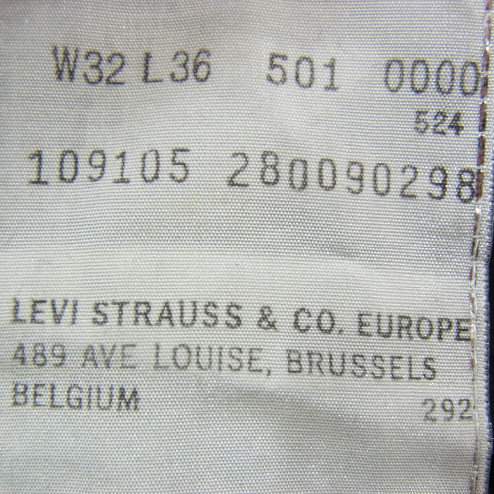 Levi's リーバイス 501-0000 ユーロリーバイス ボタン裏524刻印 ブラックデニム デニムパンツ ジーンズ ブラック系 32【中古】