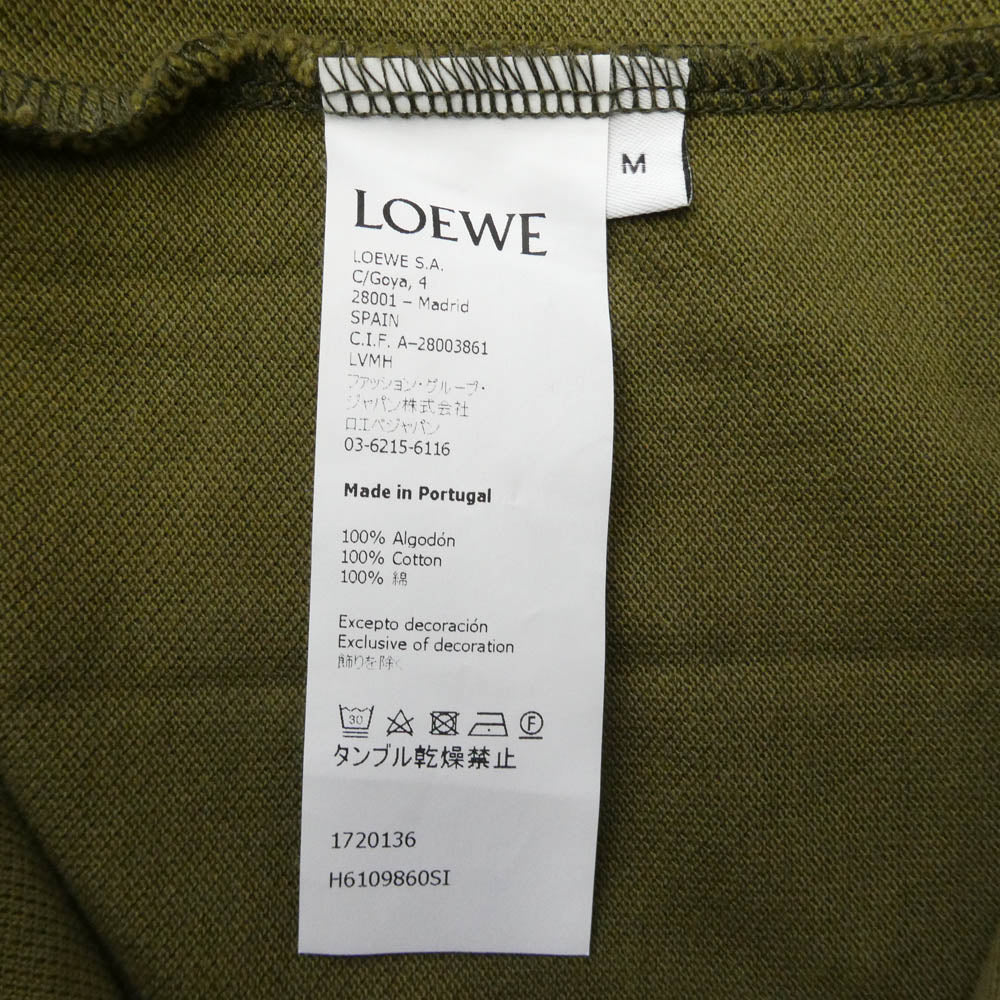 LOEWE ロエベ 1720136 Eye バイカラー ワッペン付き 半袖 ポロシャツ カーキ系 M【中古】