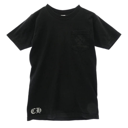 CHROME HEARTS クロムハーツ（原本無） Scroll Logo Label Circle CH Plus Tee スクロール ロゴ ラベル サークル CHプラス ポケット付き 半袖 Tシャツ ブラック系 S【中古】