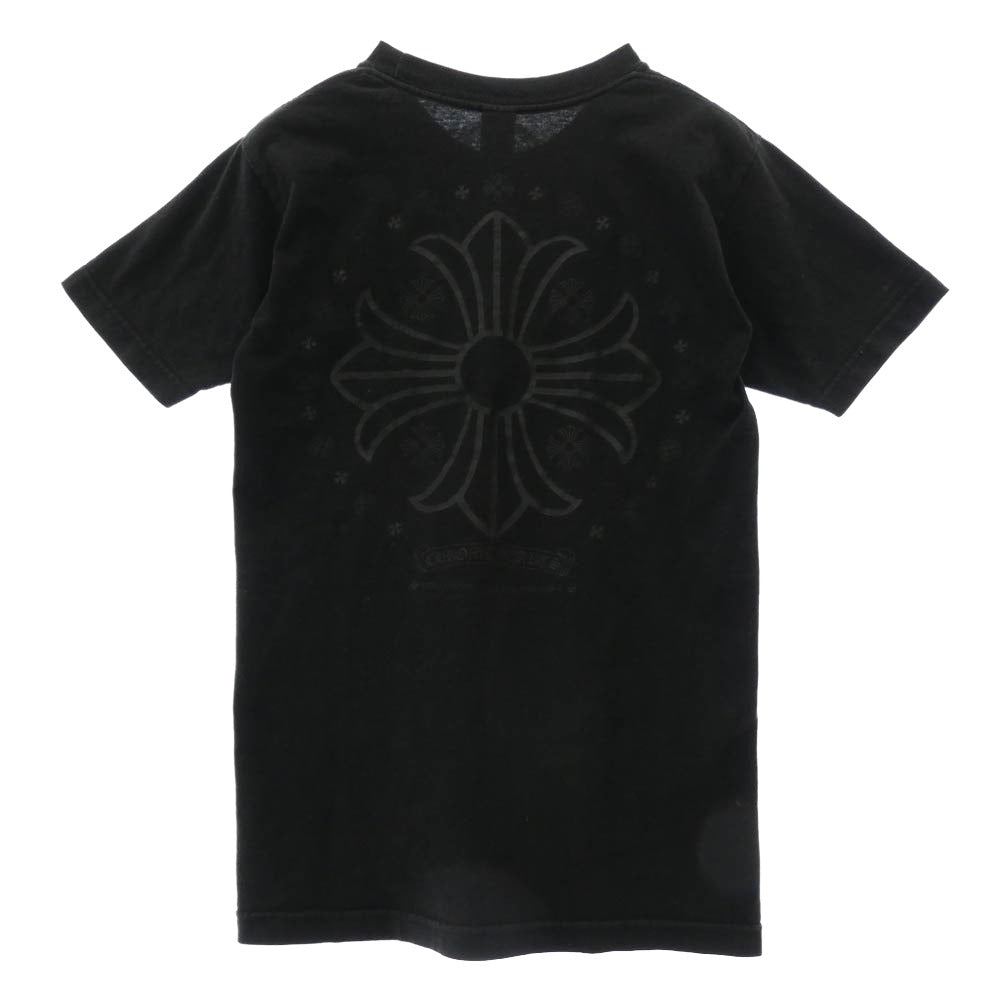 CHROME HEARTS クロムハーツ（原本無） Scroll Logo Label Circle CH Plus Tee スクロール ロゴ ラベル サークル CHプラス ポケット付き 半袖 Tシャツ ブラック系 S【中古】