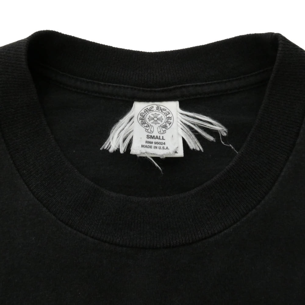CHROME HEARTS クロムハーツ（原本無） Scroll Logo Label Circle CH Plus Tee スクロール ロゴ ラベル サークル CHプラス ポケット付き 半袖 Tシャツ ブラック系 S【中古】