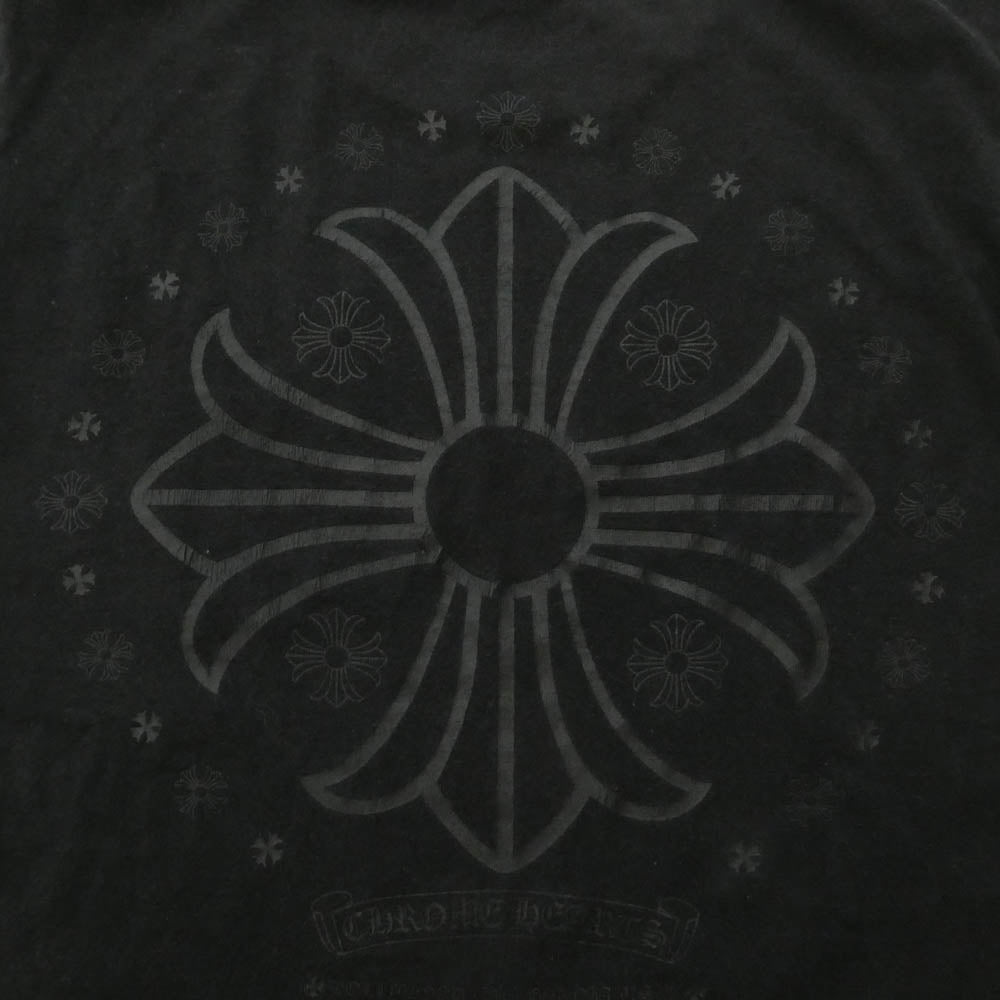 CHROME HEARTS クロムハーツ（原本無） Scroll Logo Label Circle CH Plus Tee スクロール ロゴ ラベル サークル CHプラス ポケット付き 半袖 Tシャツ ブラック系 S【中古】