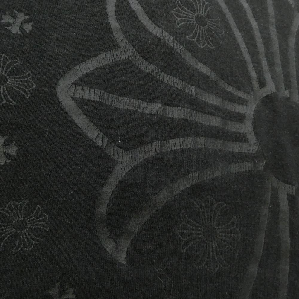 CHROME HEARTS クロムハーツ（原本無） Scroll Logo Label Circle CH Plus Tee スクロール ロゴ ラベル サークル CHプラス ポケット付き 半袖 Tシャツ ブラック系 S【中古】