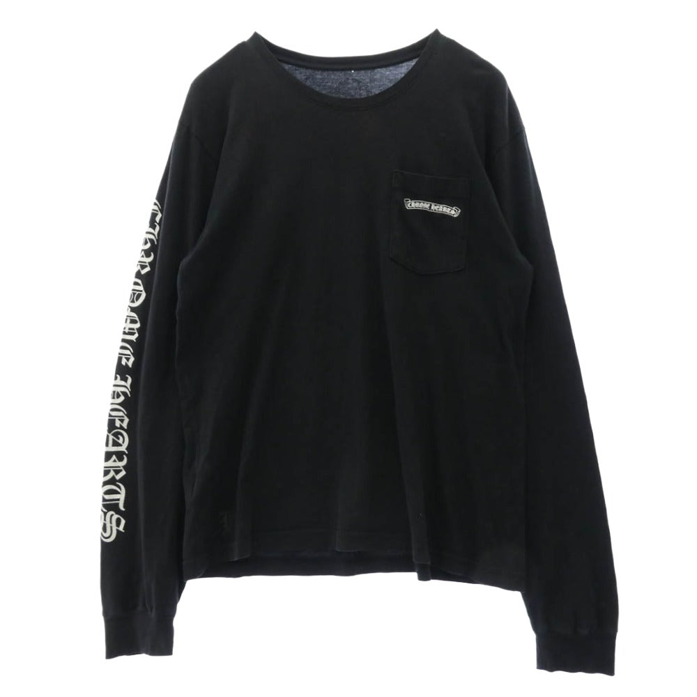 CHROME HEARTS クロムハーツ（原本無） SCROLL LABEL FUCKYOU L/S スクロールラベル ファックユー アームプリント 袖プリント 長袖 Tシャツ カットソー ブラック系 L【中古】