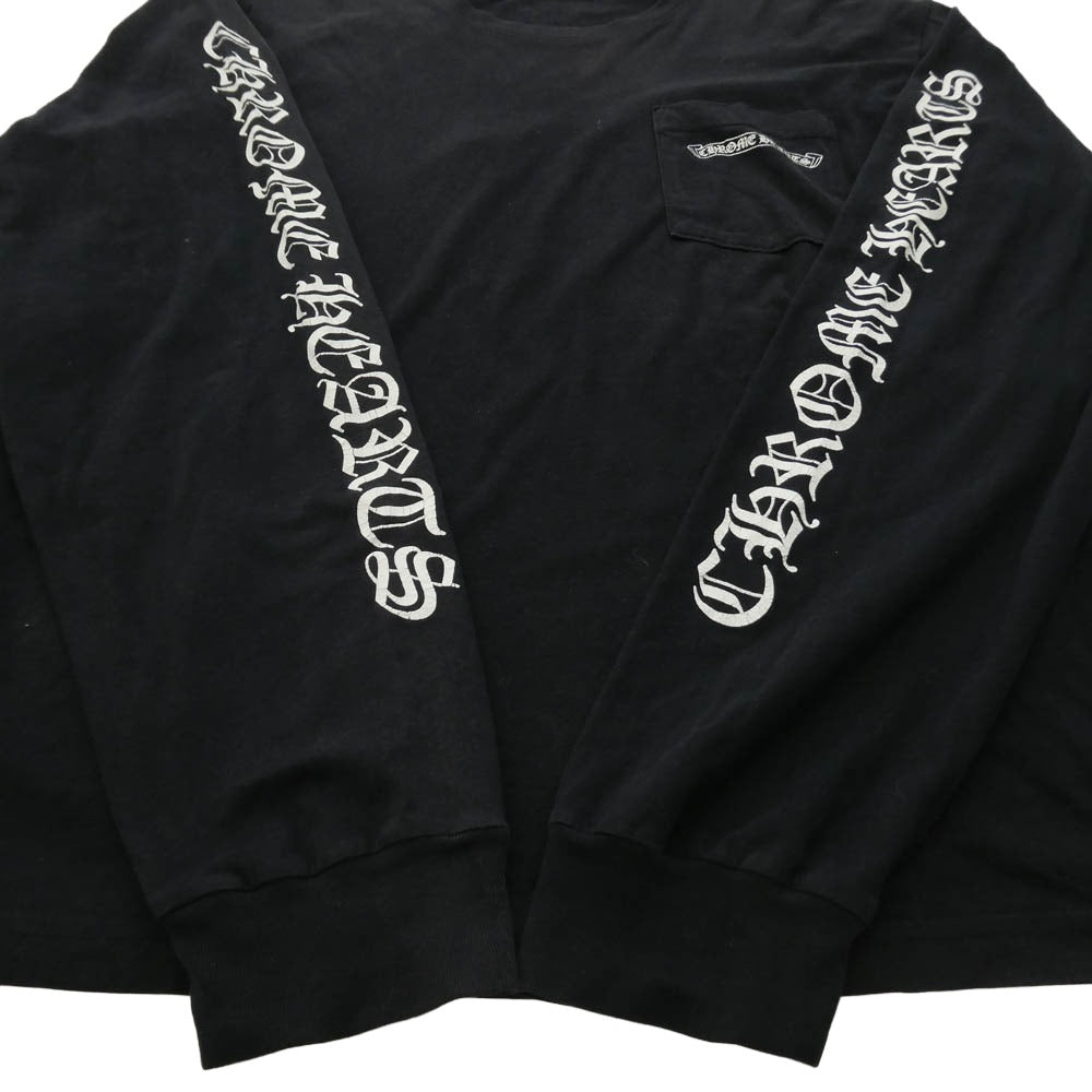 CHROME HEARTS クロムハーツ（原本無） SCROLL LABEL FUCKYOU L/S スクロールラベル ファックユー アームプリント 袖プリント 長袖 Tシャツ カットソー ブラック系 L【中古】
