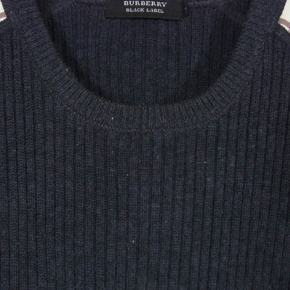 BURBERRY BLACK LABEL バーバリーブラックレーベル BMT11-510-07 ノバチェック ウール ニット セーター チャコール系 2【中古】
